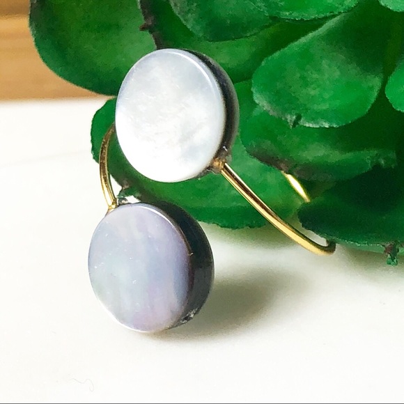 Double pearl coin ring with thin band - Plated - Picture 2 of 4